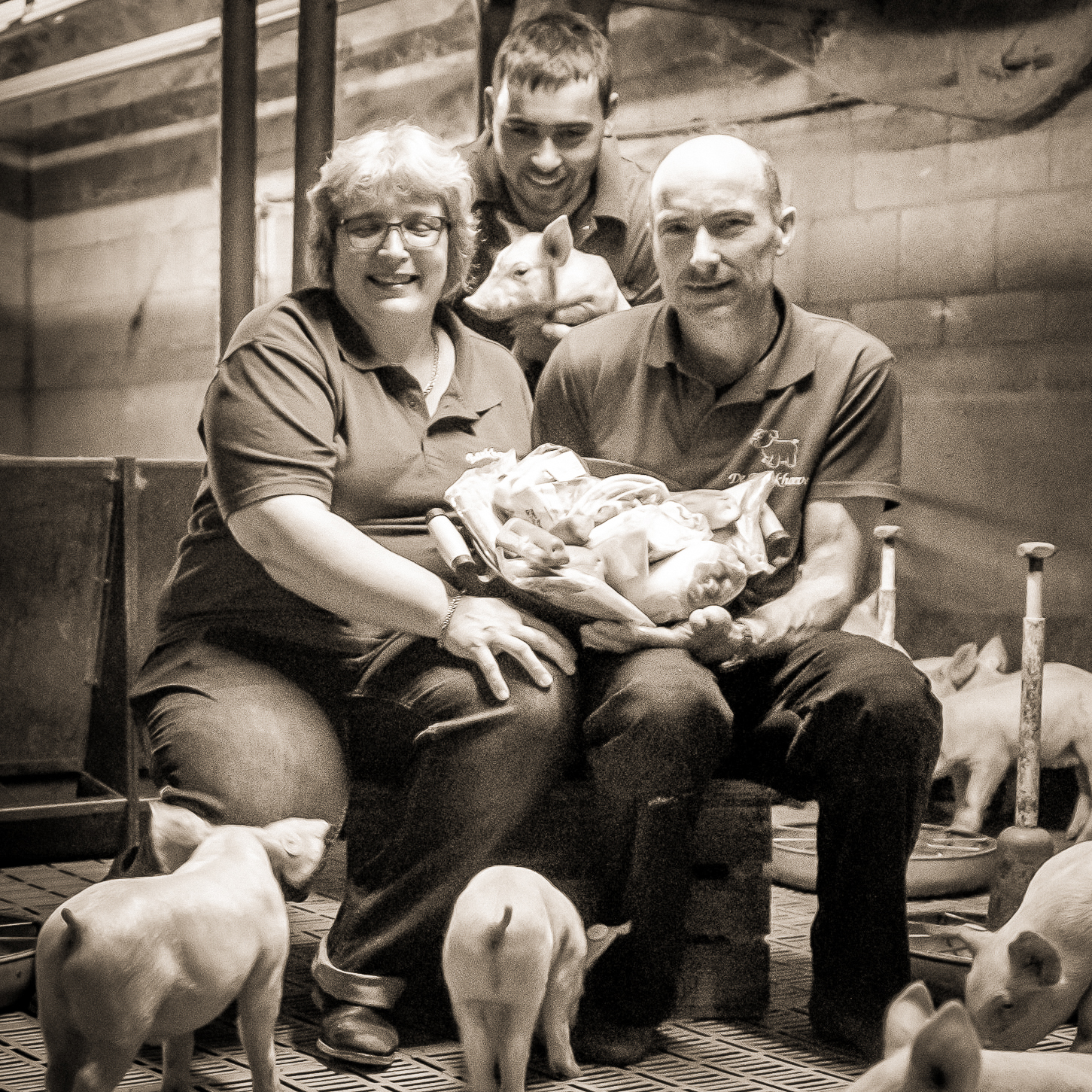Jos, Stefan en Wilma Derks-Peters bij BankhoeveVlees